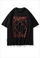 GOTHIC HEART T-SHIRT PUNK PRINT TEE GRUNGE ROCKER TOP GREY