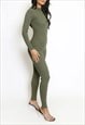 RIBBED KNIT JUMPSUIT IN KHAKI