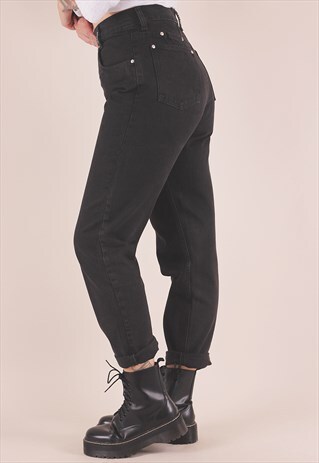 VINTAGE 90'S HIGH WAISTED BLACK DENIM MOM JEANS /AB8006