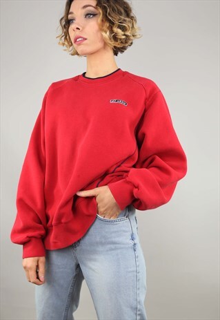 VINTAGE RETRO OVERSIZED RED ADIDAS SWEATER SWEATSHIRT