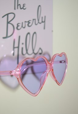 Heart Shaped Retro Sunglasses - Pink and Lilac