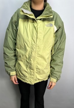 Vintage The North Face HYVENT fleece lined coat in lime gree