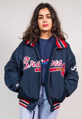 90'S VINTAGE MLB OFFICIAL ATLANTA BRAVES PADDED JACKET COAT