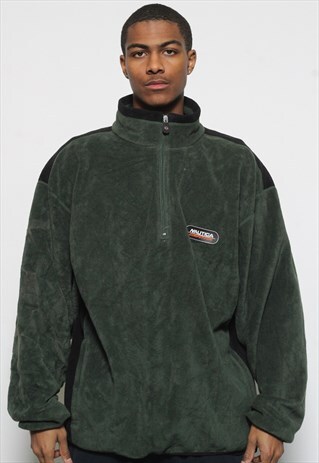 VINTAGE NAUTICA LOGO 1/4 ZIP FLEECE GREY