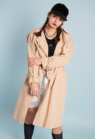 90'S RETRO NEUTRAL MINIMALIST CREAM TRENCH COAT