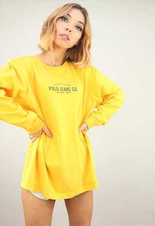 VINTAGE YELLOW RALPH LAUREN POLO JEANS LONG SLEEVE T-SHIRT