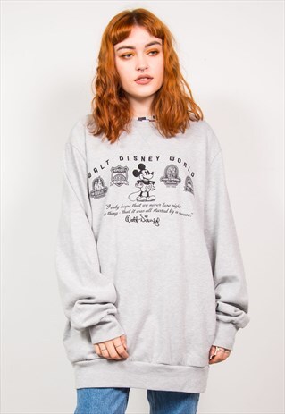 DISNEY WORLD VINTAGE 90'S GREY OVERSIZED SWEATSHIRT