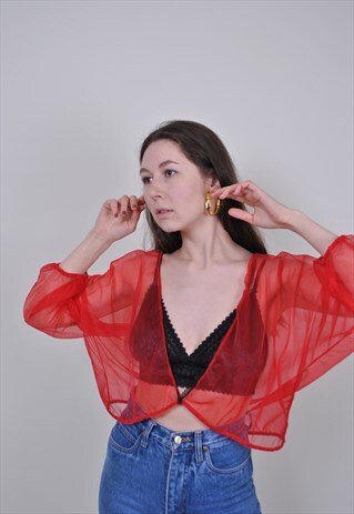 90S TRANSPARENT BLOUSE, VINTAGE 90S EVENING SEXY LACE TOP