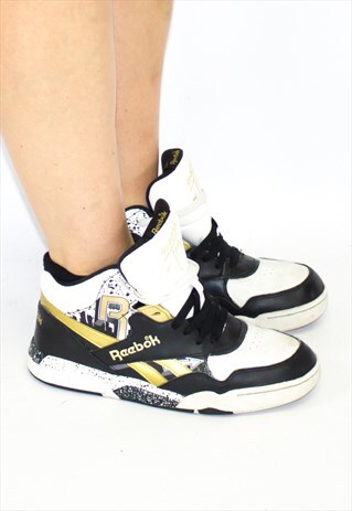 RARE 90'S REEBOK GOLD & BLACK HI-TOP TRAINERS UK5