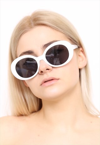 WHITE OVAL KURT NIRVANA ALIEN SUNGLASSES UV400