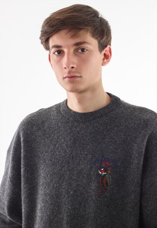VINTAGE ADIDAS ORIGINALS POLO ROYAL SWEATER 90S GREY