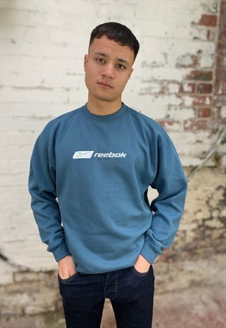 VINTAGE REEBOK 90'S SPELLOUT SWEATSHIRT - TEAL