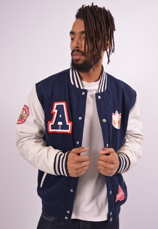 VINTAGE ADIDAS VARSITY JACKET NAVY BLUE