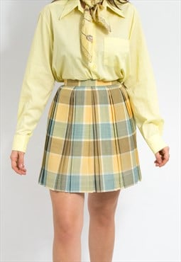Vintage mini plaid wool skirt preppy schoolgirl