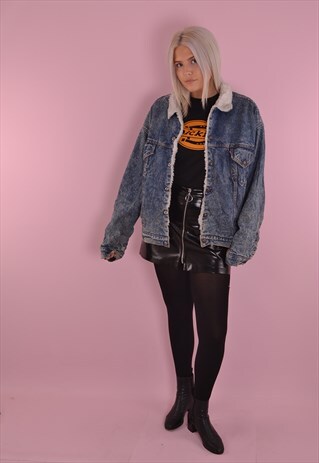 LEVI'S ACID WASH SHERPA DENIM JACKET GDF949