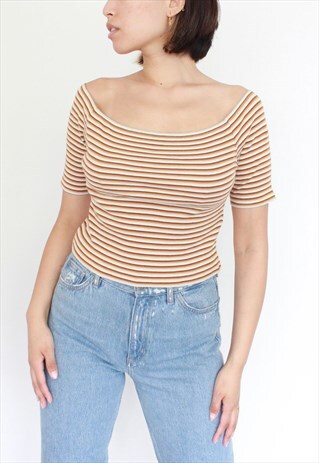 ORANGE STRIPES CROP TOP