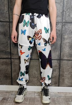 Butterfly joggers detachable handmade shorts raver pants 
