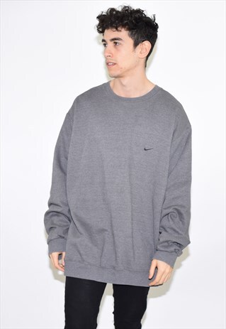 VINTAGE 90S GREY NIKE CREW NECK SWEATSHIRT JUMPER
