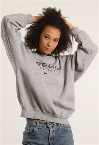 VINTAGE NIKE EMBROIDERED LOGO FOOTBALL PRINT SWEATSHIRT