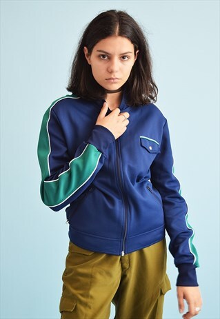 70'S RETRO NAVY BLUE SPORTS TRACKSUIT JACKET