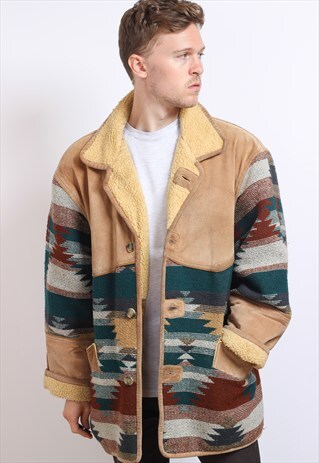 VINTAGE AZTEC FLEECE LINED JACKET