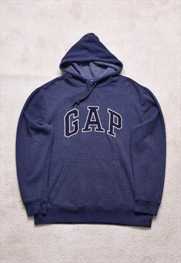 Vintage Gap Blue/Grey Embroidered Spell Out Hoodie