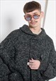 VINTAGE 90S GRANDAD HEAVYWEIGHT MEN WOOL JACKET IN GREY XL