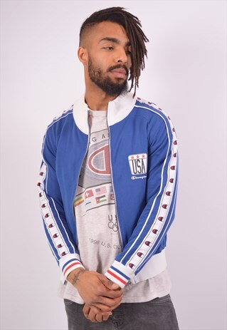VINTAGE CHAMPION TRACKSUIT TOP JACKET BLUE