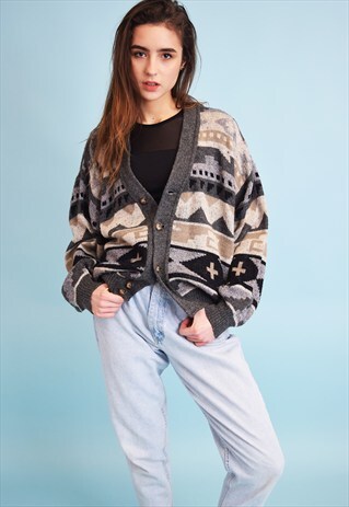 90'S RETRO GRUNGE KNITTED JAZZY DADS CARDIGAN