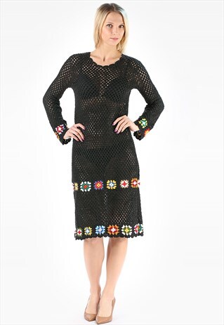 RETRO 70S CROCHET CHEER DRESS HAND CROCHETED