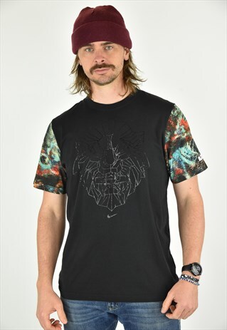 VINTAGE 90'S NIKE BLACK CREW NECK GRAPHIC T-SHIRT SIZE LG