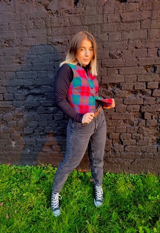 VINTAGE CHECKED PATTERNED WAISTCOAT