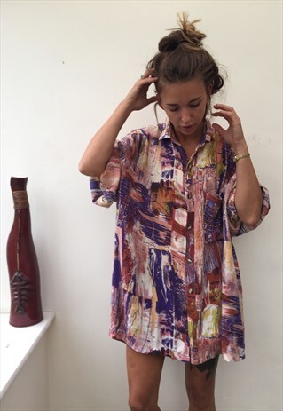CRAZY PATTERNED OVERSIZED RETRO VINTAGE FESTIVAL SHIRT
