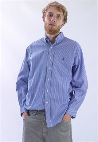 MENS POLO RALPH LAUREN LONG SLEEVE LOGO STRIPED CASUAL SHIRT