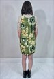 VINTAGE 90'S GREEN AND YELLOW SHIFT DRESS