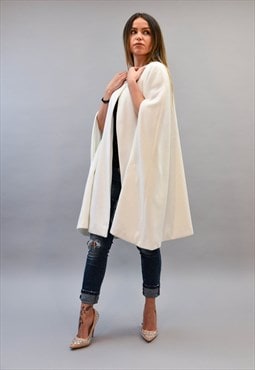 Winter Wool Fashion Cape Coat White Cape Jacket