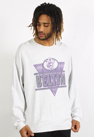 VINTAGE 90'S OVERSIZE BELTON GRAPHIC SWEATSHIRT GREY