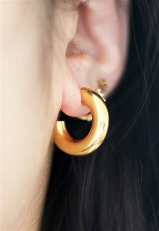 TINY CHUNKY HOOPS GOLD PLATED 10MM THICK