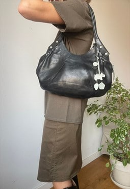 Vintage Leather Black Tote Bag