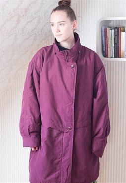 Purple aubergine long padded vintage jacket