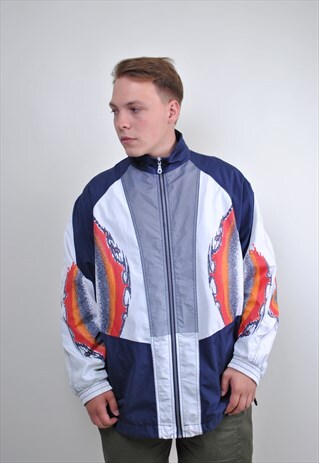 PATTERN WHITE WINDBREAKER, SIZE XL