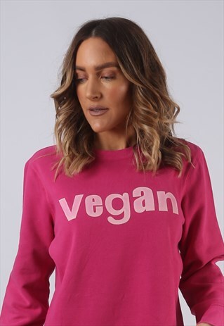 VINTAGE VEGAN SWEATSHIRT OVERSIZED PRINT UK 14 (GL2M)