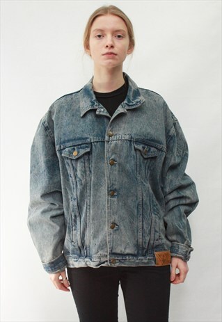 VINTAGE 90' AMAZING CLASSIC UNISEX GREY DENIM JACKET