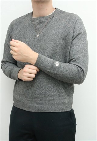 CHAMPION - GREY EMBROIDERED CREWNECK SWEATSHIRT - MEDIUM
