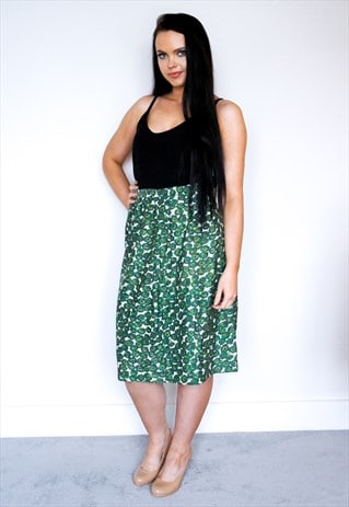 VINTAGE 60'S GREEN FLORAL SKIRT