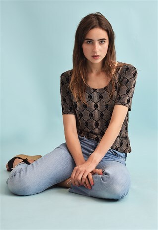 90'S RETRO FESTIVAL ABSTRACT PRINT GRUNGE TOP