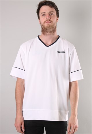 VINTAGE REEBOK V NECK 90'S T-SHIRT MEDIUM