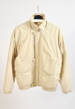 Vintage 80s lined Harrington jacket in beige