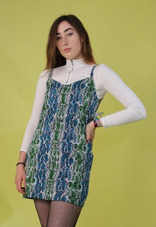DREAMING SNAKE PRINT SLIP DRESS