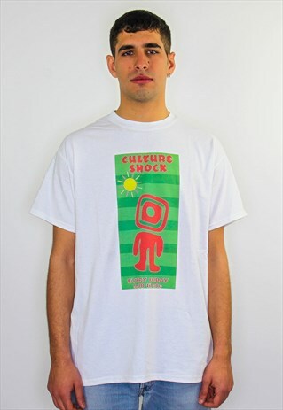 CULTURE SHOCK GRAPHIC PRINT 90S RAVE, FESTIVAL T-SHIRT WHITE